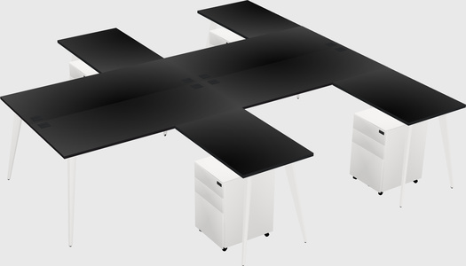 Shared l-shaped office desk system