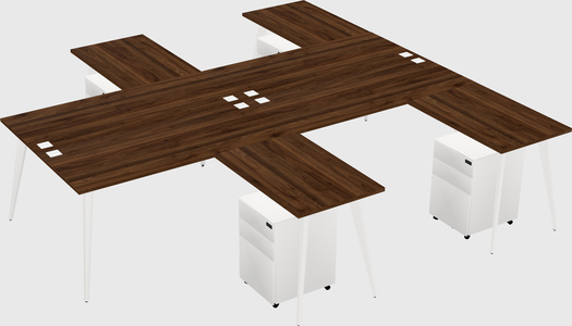 Shared l-shaped office desk system