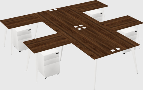 Shared l-shaped office desk system