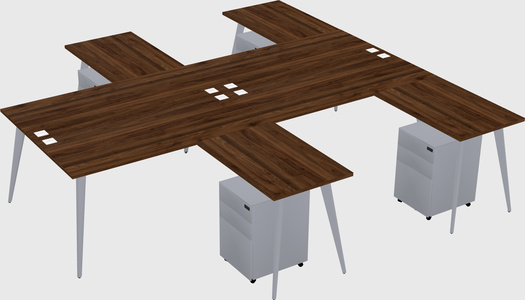 Shared l-shaped office desk system
