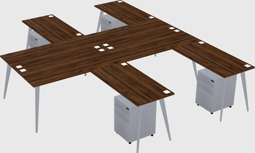 Shared l-shaped office desk system