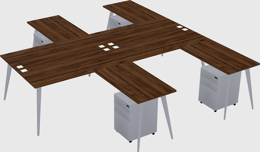 Shared l-shaped office desk system