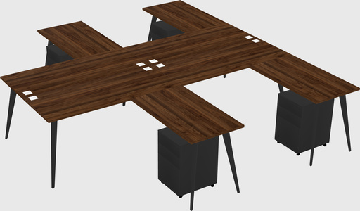 Shared l-shaped office desk system