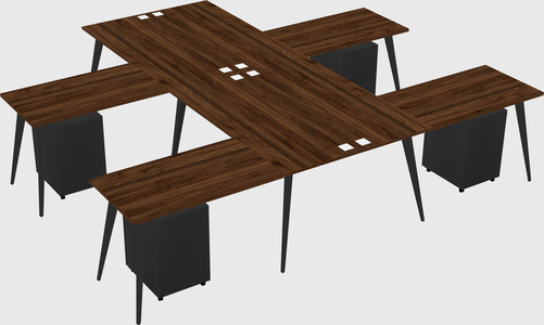 Shared l-shaped office desk system
