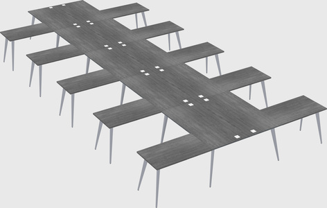 Shared l-shaped office desk system