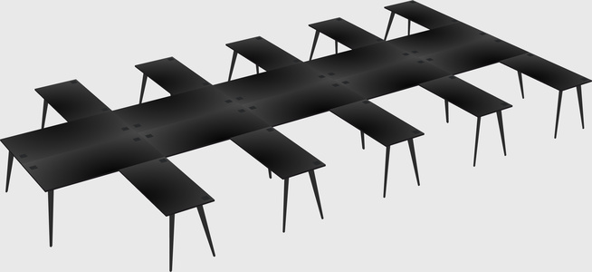 Shared l-shaped office desk system