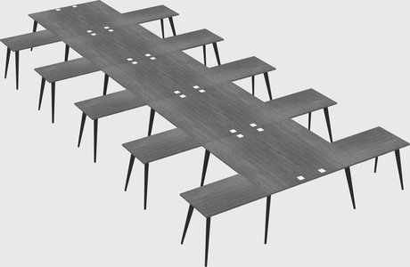 Shared l-shaped office desk system