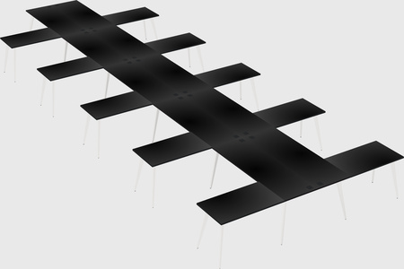 Shared l-shaped office desk system