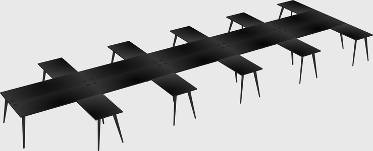 Shared l-shaped office desk system