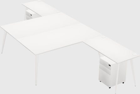 Shared l-shaped office desk system