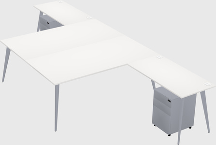 Shared l-shaped office desk system