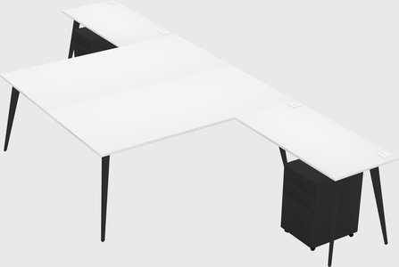 Shared l-shaped office desk system