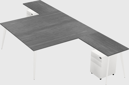 Shared l-shaped office desk system