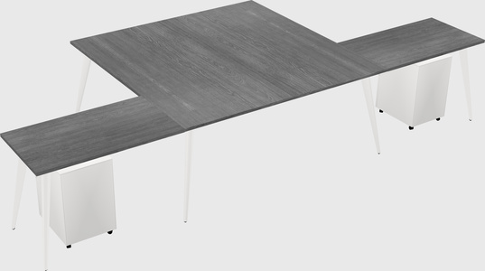 Shared l-shaped office desk system