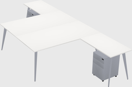 Shared l-shaped office desk system