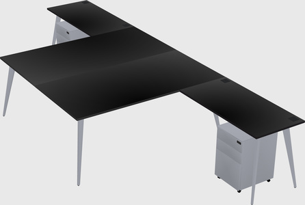 Shared l-shaped office desk system