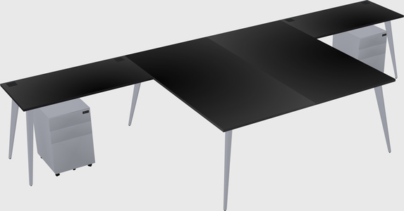 Shared l-shaped office desk system