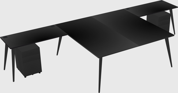 Shared l-shaped office desk system