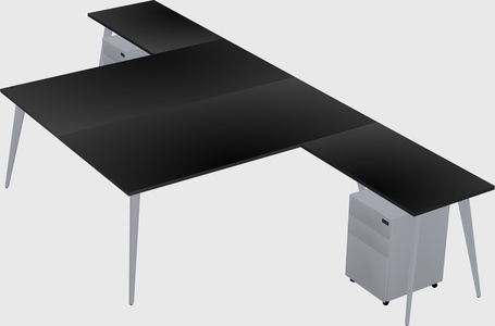 Shared l-shaped office desk system