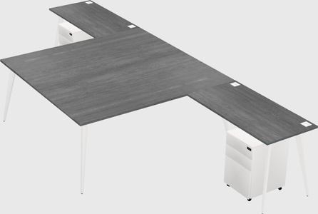 Shared l-shaped office desk system