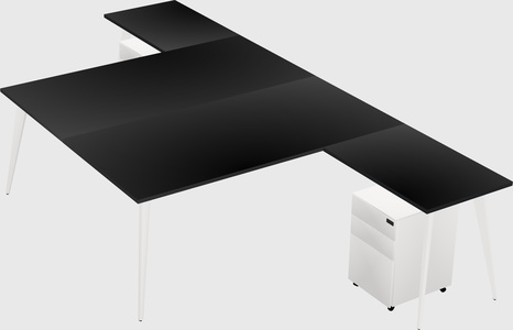 Shared l-shaped office desk system
