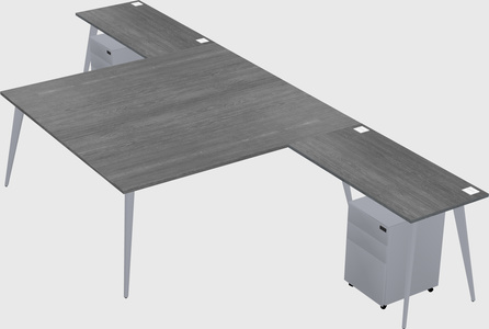 Shared l-shaped office desk system