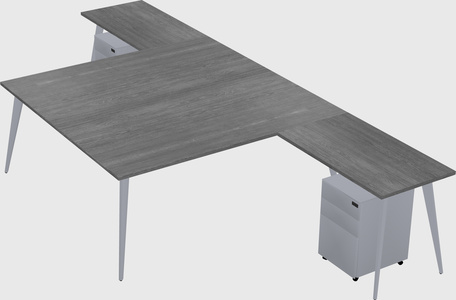 Shared l-shaped office desk system