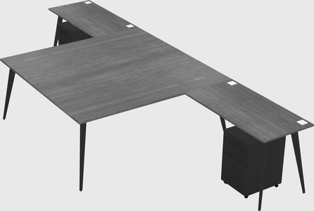 Shared l-shaped office desk system