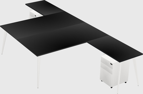 Shared l-shaped office desk system