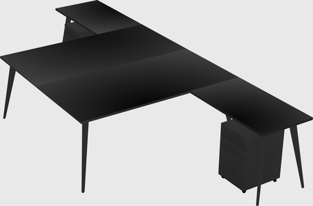 Shared l-shaped office desk system