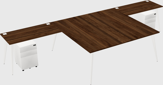 Shared l-shaped office desk system