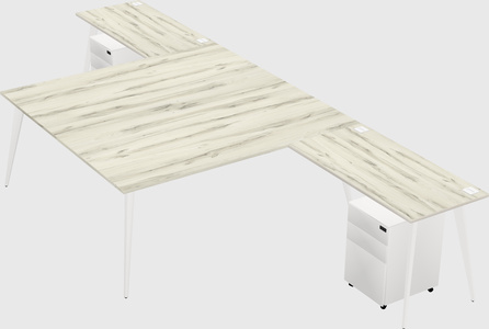 Shared l-shaped office desk system