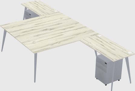 Shared l-shaped office desk system