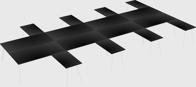 Shared l-shaped office desk system
