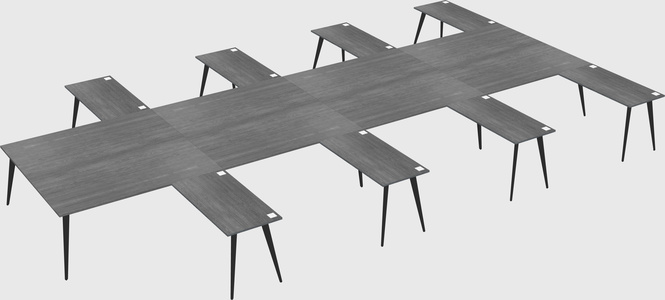 Shared l-shaped office desk system