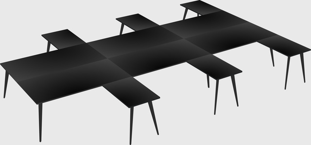 Shared l-shaped office desk system