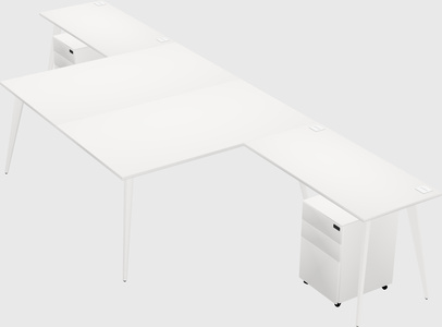 Shared l-shaped office desk system