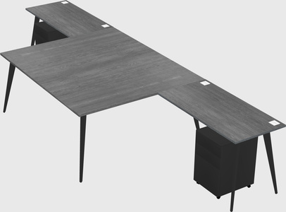 Shared l-shaped office desk system