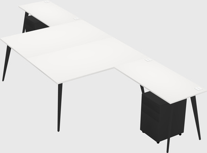 Shared l-shaped office desk system