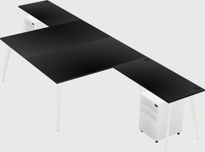 Shared l-shaped office desk system