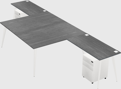 Shared l-shaped office desk system