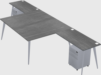 Shared l-shaped office desk system