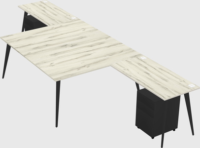 Shared l-shaped office desk system