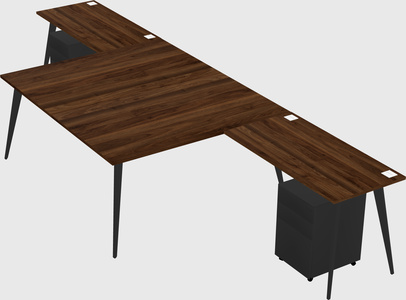 Shared l-shaped office desk system