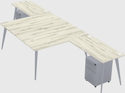 Shared l-shaped office desk system