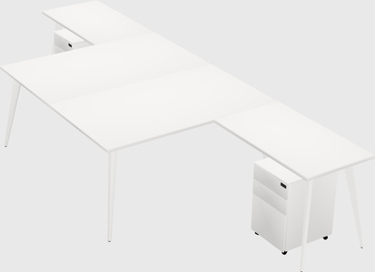 Shared l-shaped office desk system
