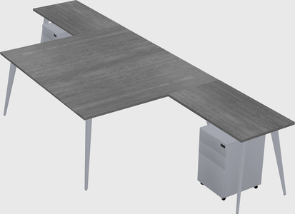 Shared l-shaped office desk system