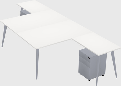 Shared l-shaped office desk system