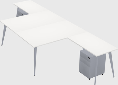 Shared l-shaped office desk system