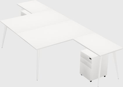 Shared l-shaped office desk system
